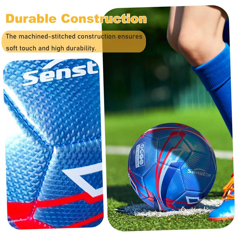 Senston Soccer Ball with Pump Size 5 - Durable Waterproof Football for Indoor/Outdoor Training, Includes Hand Pump & Needle - Image 5